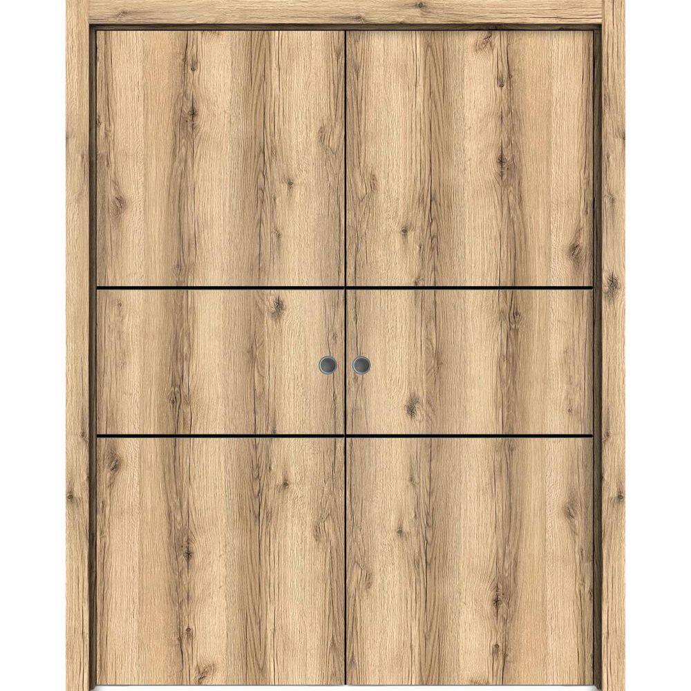 36 in. x 80 in. 2 Panel Oak Finished Solid Wood with Honeycomb Sliding Door with Hardware price history on PriceWatchPro