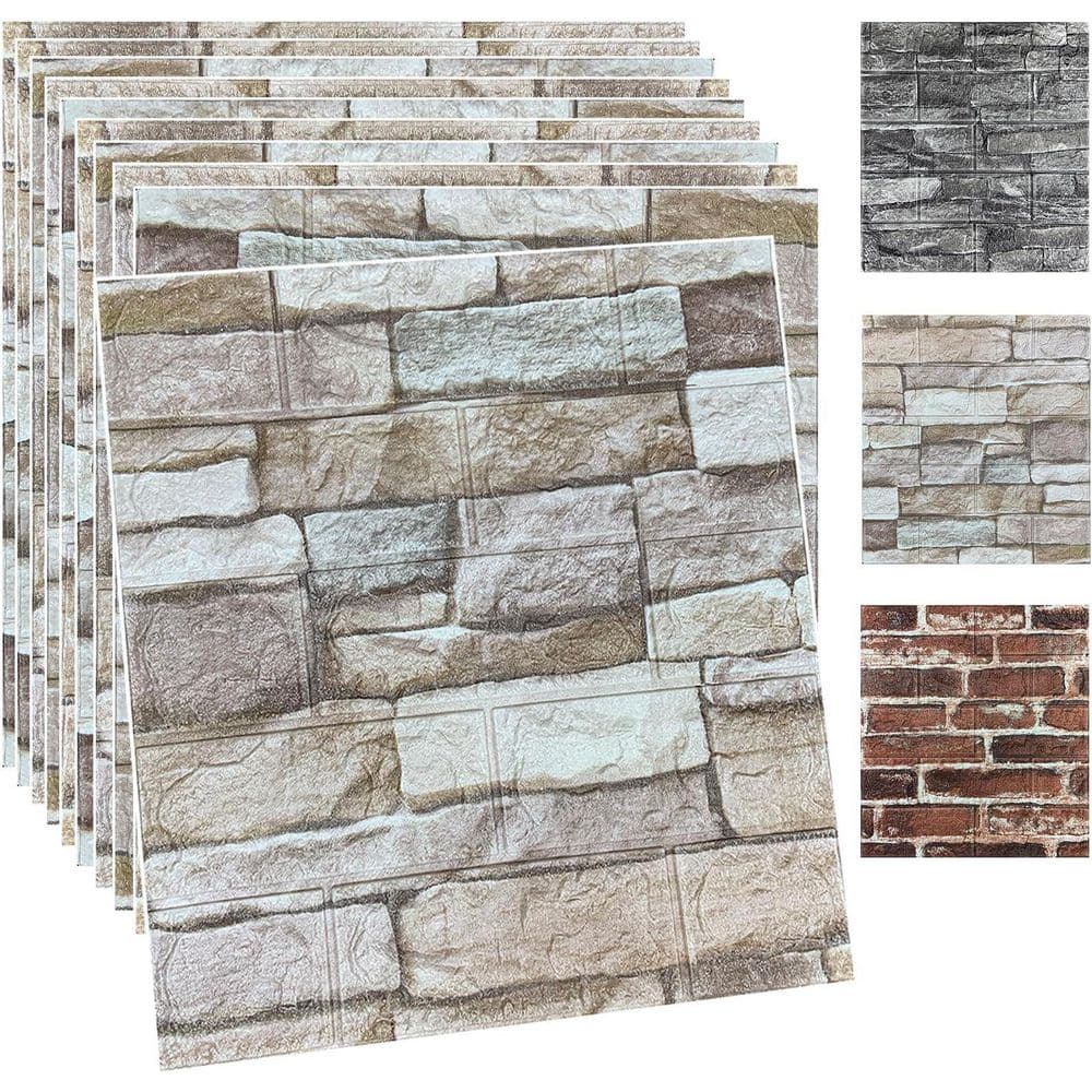 Afoxsos Grey 3D Wall Panels Peel and Stick Foam with Brick