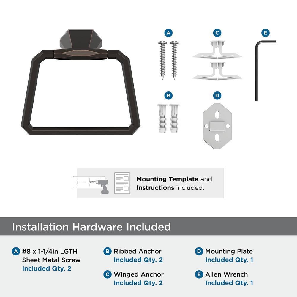 Oil-Rubbed Bronze Geometric Wall Mounted Towel Ring