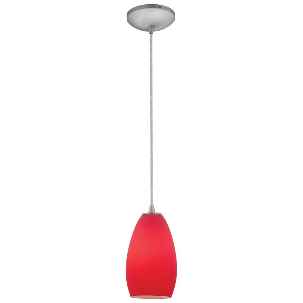Champagne 1-Light Brushed Steel Shaded Pendant Light with Glass Shade