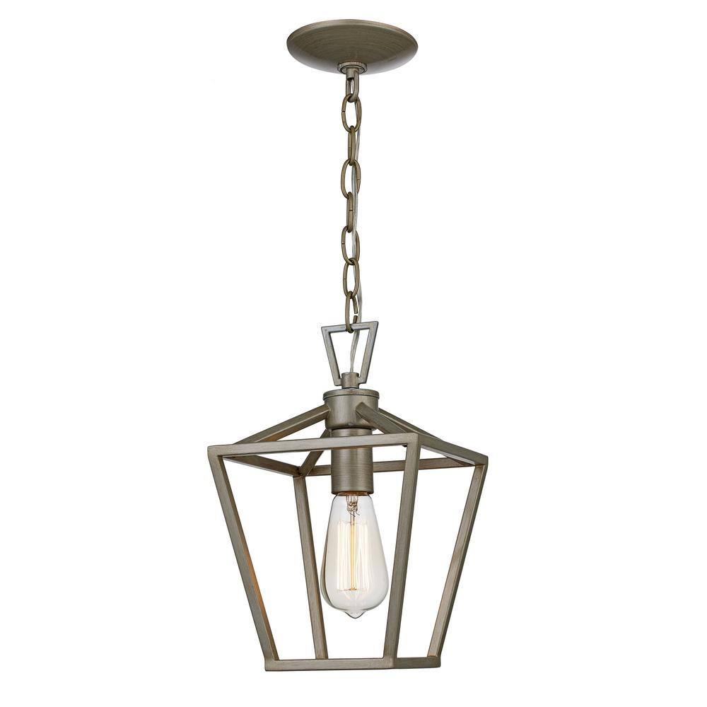 Antique Silver Leaf Glass Mini Lantern Pendant Light