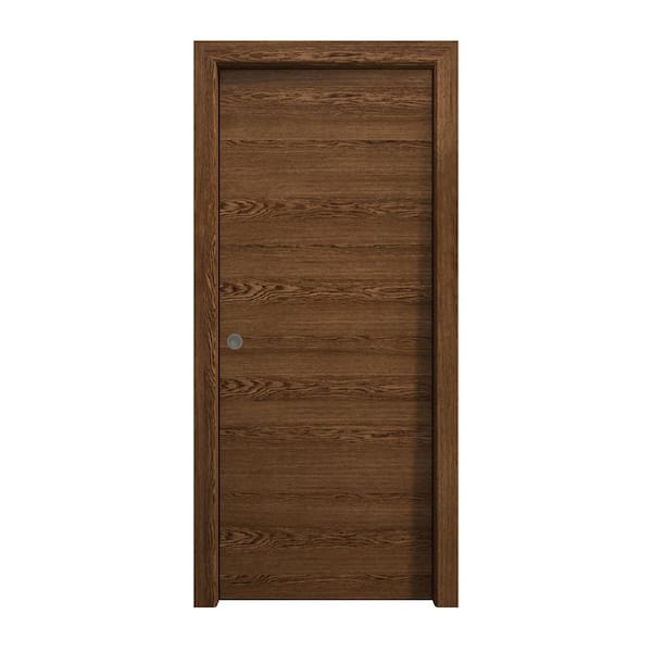 Sartodoors 42 in. x 84 in. Cognac Oak Solid Wood Pocket Door With Hardware
