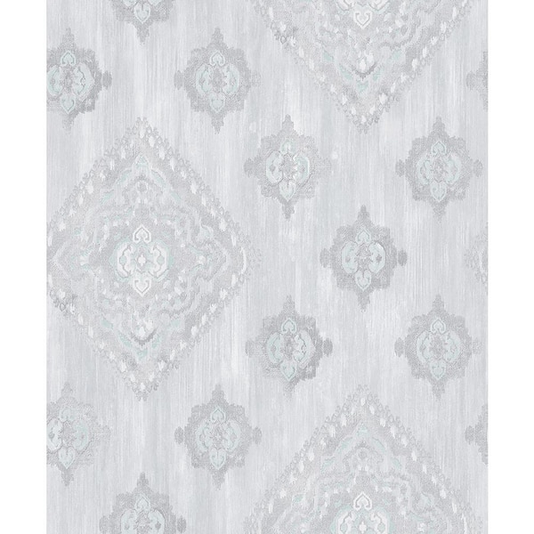 Advantage Leana Aqua Medallion Paper Strippable Roll (Covers 57.8 sq. ft.)