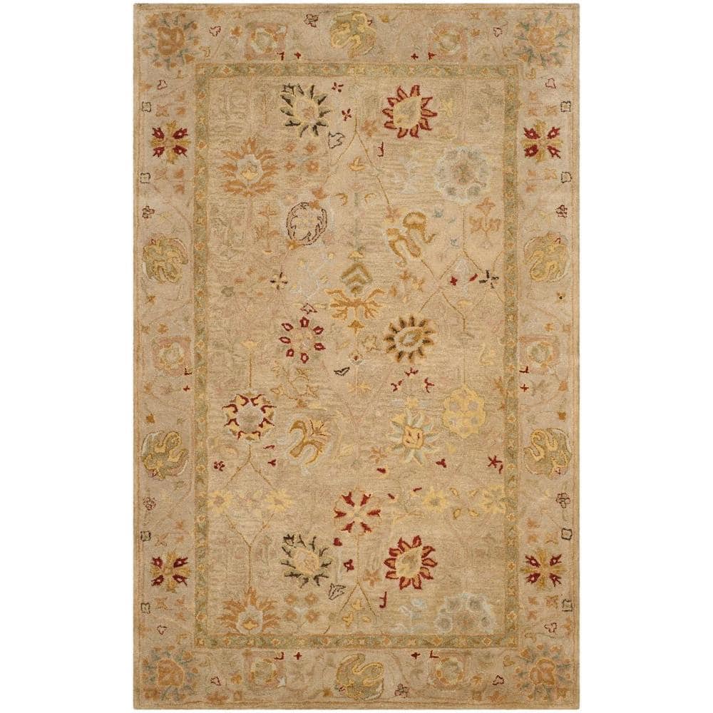 Antiquity Taupe/Beige 5 ft. x 8 ft. Border Area Rug