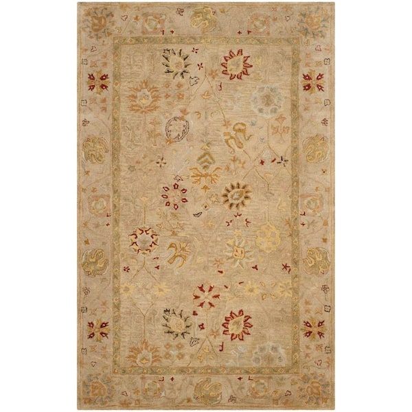 Antiquity Taupe/Beige 6 ft. x 9 ft. Border Area Rug