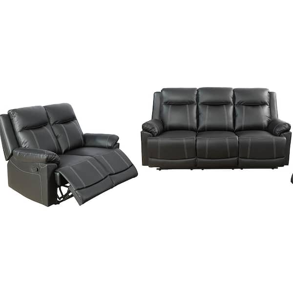 Star Home Living Black Faux Leather Recliner Chairs (Set of 2)