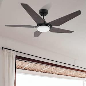 Voyager 52 in. Dimmable LED Indoor/Outdoor Black Smart Ceiling Fan with Light and Remote Works w/Alexa/Google Home