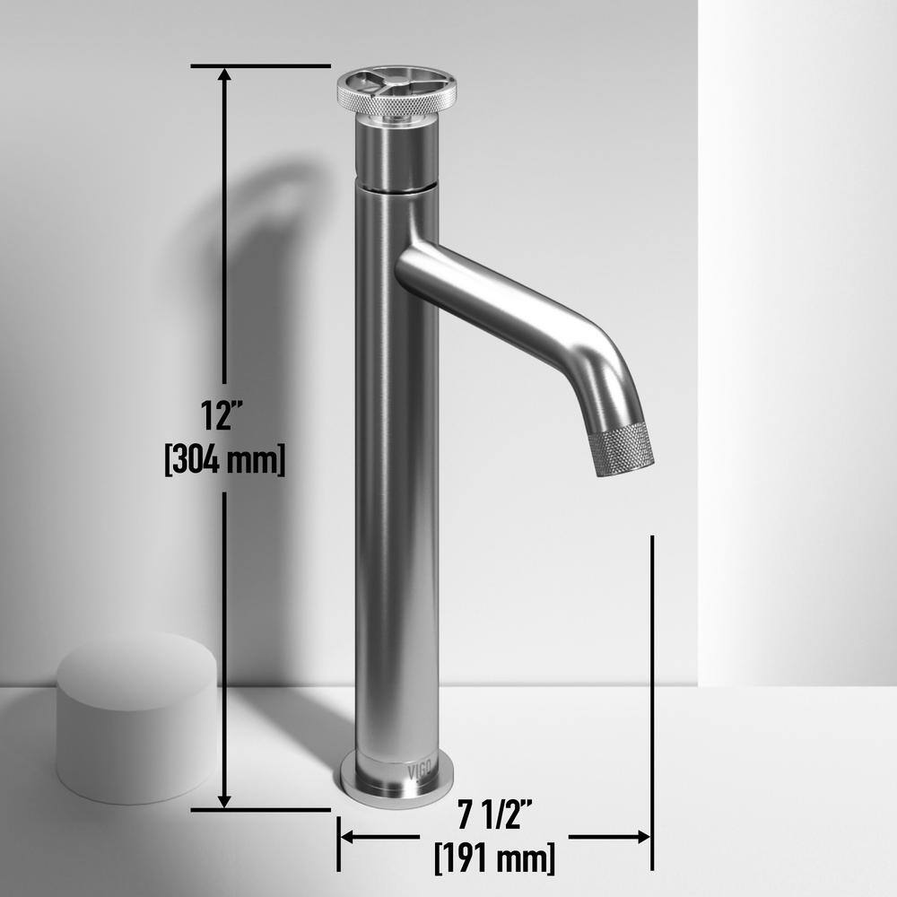 Gray Concrete Rectangular Vessel Sink with Brushed Nickel Faucet