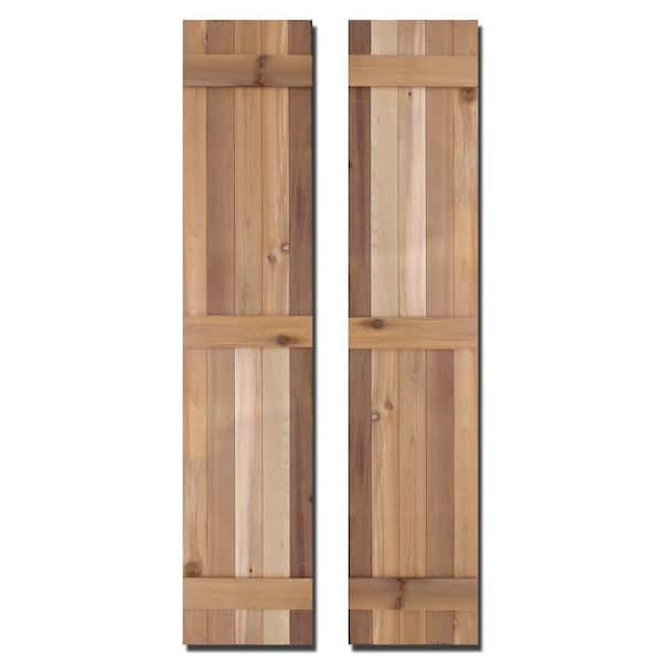 Design Craft MIllworks 12 in. x 72 in. Natural Cedar Board-N-Batten Baton Shutters Pair