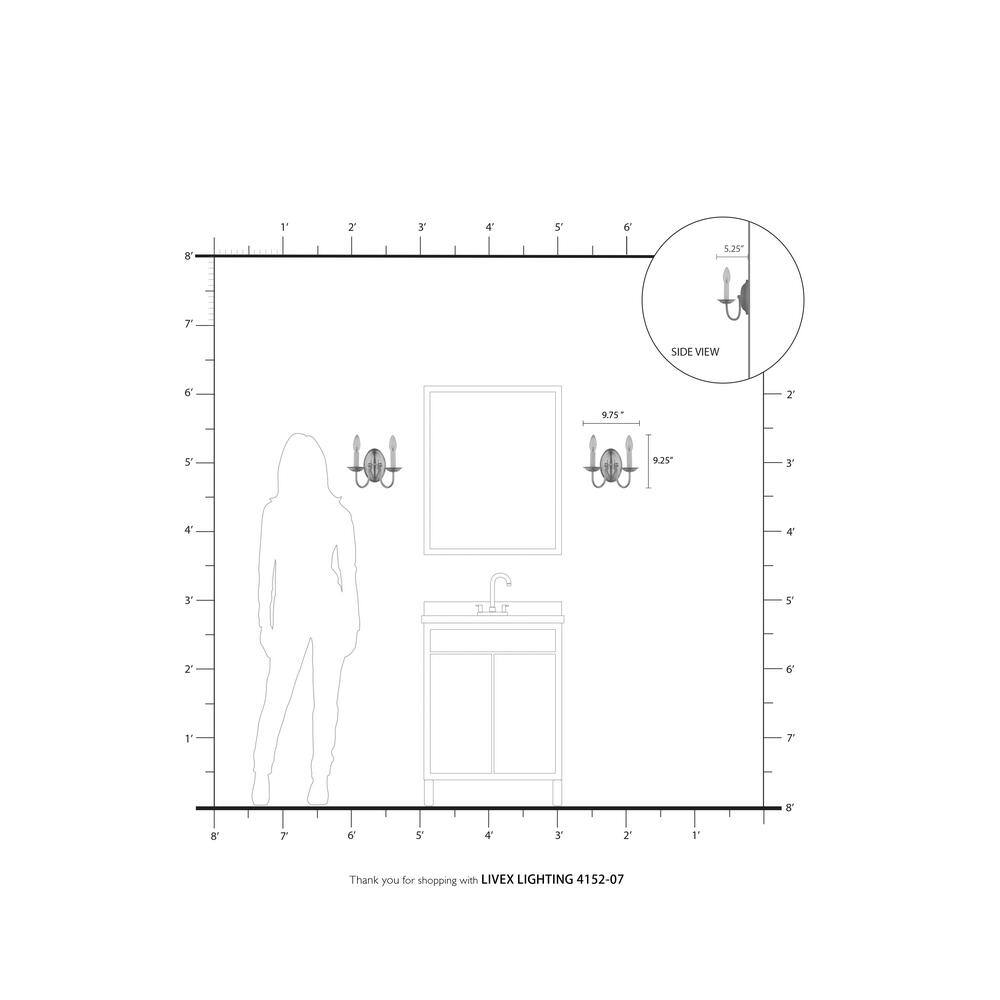 Bronze 2-Light Traditional Wall Sconce with Candelabra Base