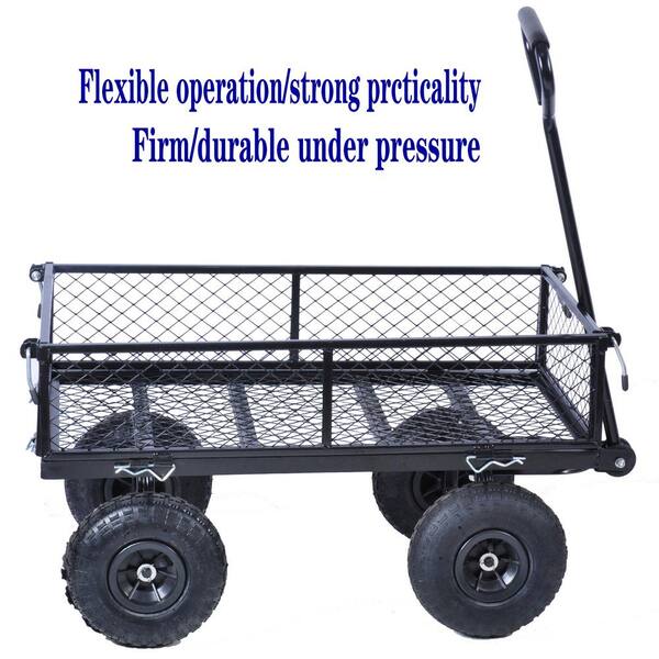 1100 lbs. Capacity Mesh Steel Garden Cart in Green with Removable Sides and  Wheels