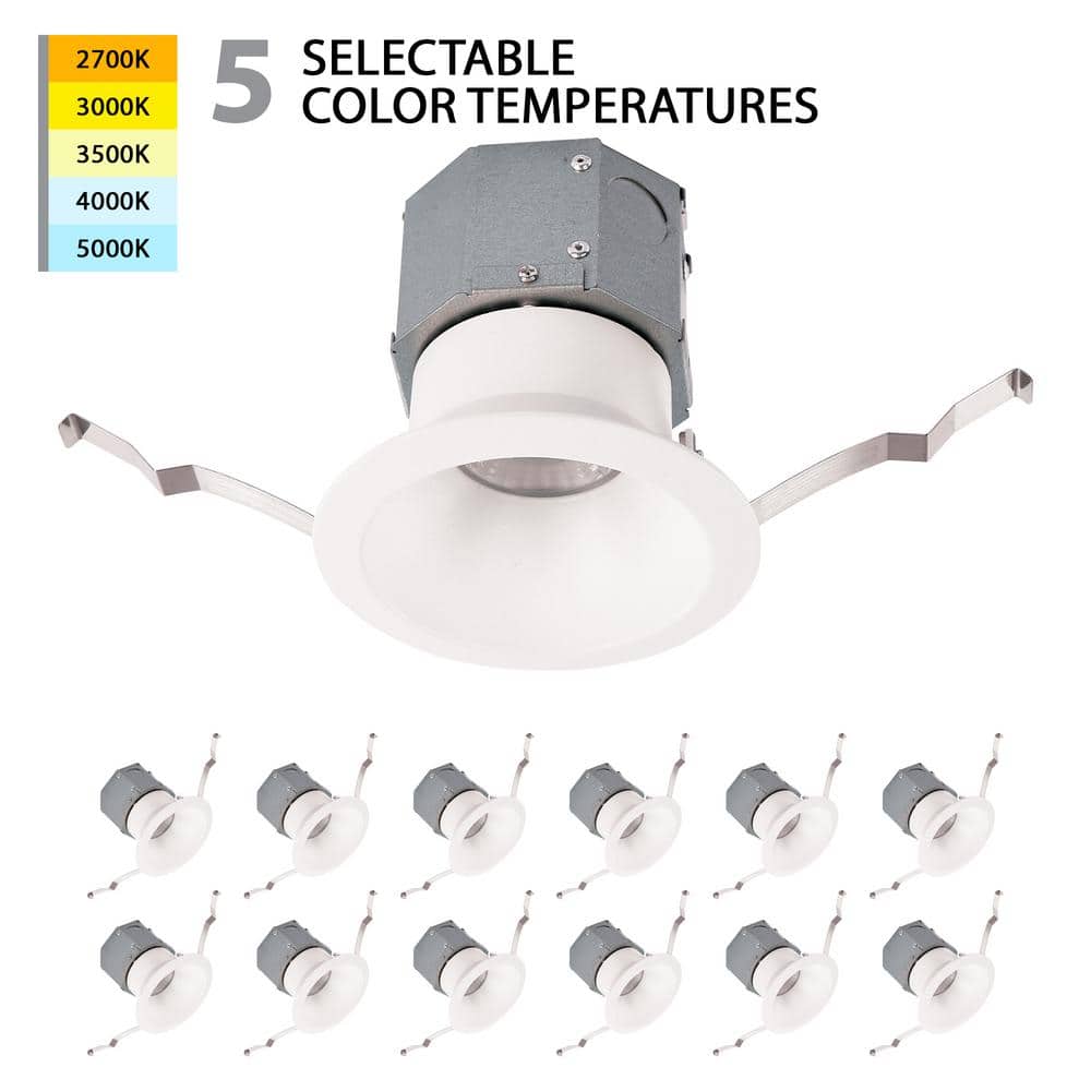 Pop-In 4 in. Round Adjustable CCT Remodel IC Rated Indoor/Outdoor Integrated LED Recessed Light Trim (12-Pack) price history on PriceWatchPro