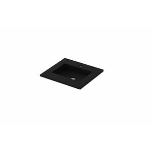 24 in. W x 22 in. D Solid Surface Vanity Top in Matte Black with Matte Black Rectangular Single Sink