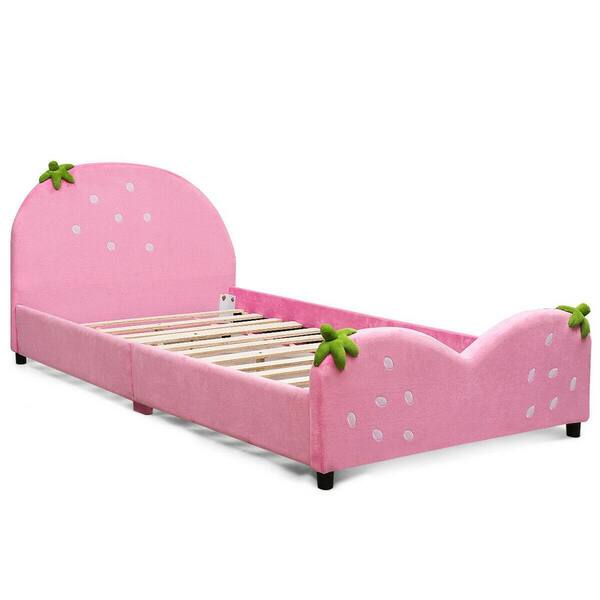 Boyel Living Kids Pink Upholstered Berry Pattern Toddler Bed