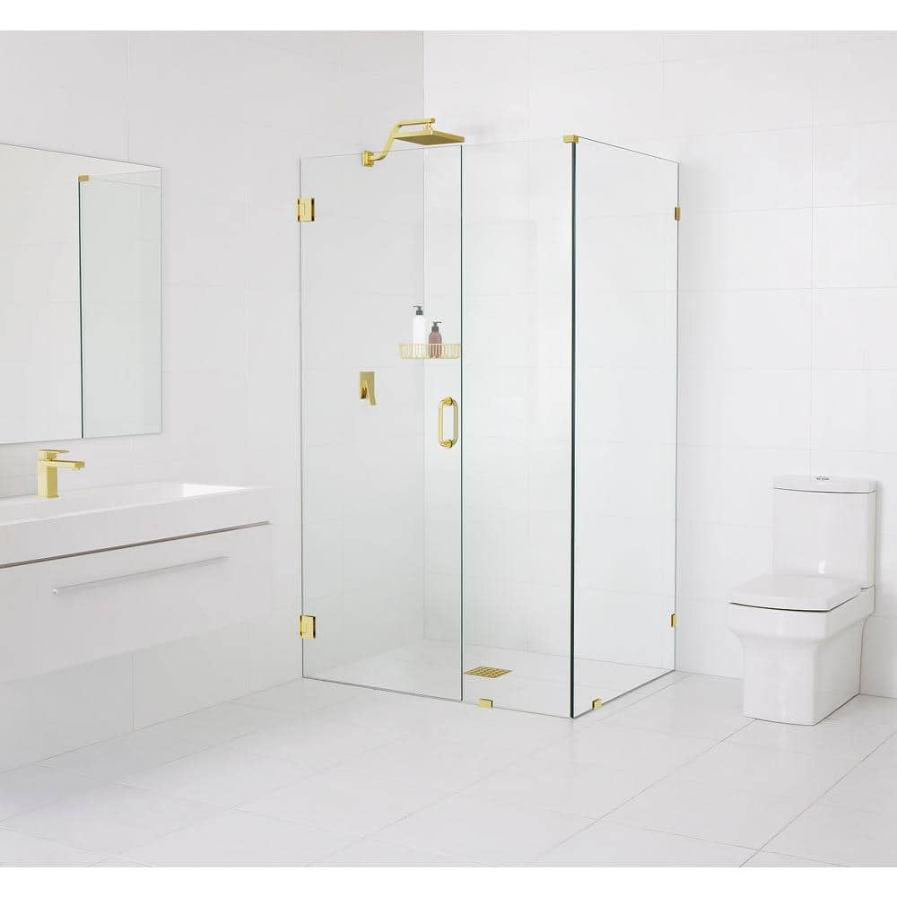 47.5 in. W x 34.5 in. D x 78 in. H Pivot Frameless Corner Shower Enclosure in Polished Brass Finish with Clear Glass price history on PriceWatchPro