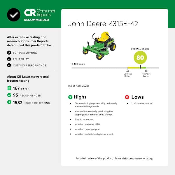 John Deere Z315E 42 in. 20 HP Gas Dual Hydrostatic Zero Turn