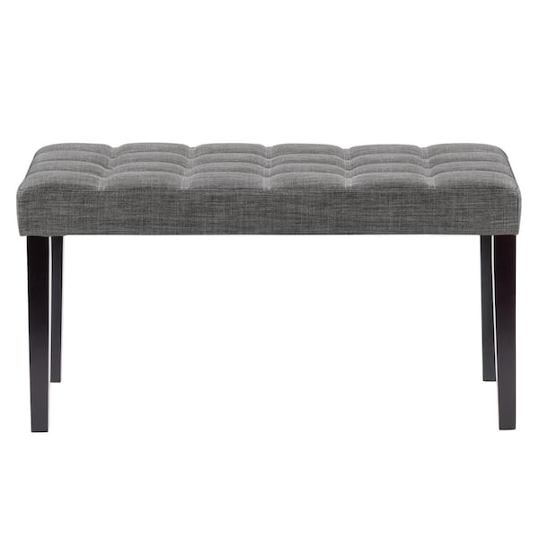 CorLiving California Dark Grey Fabric Tufted Bench 19 in. H x 35 in. W x 16 in. D