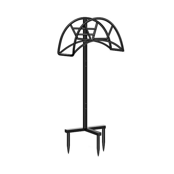 Detachable Metal Garden Hose Holder Free Standing Heavy Duty Storage Rack Holds 150 FT Hoses Black Outdoor