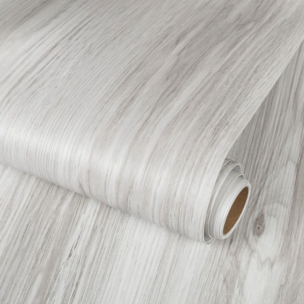 Ash White 11.8 in. x 137.8 in. Vinyl Peel and Stick Floor Tile Roll Wood Grain Texture Waterproof No Residue price history on PriceWatchPro