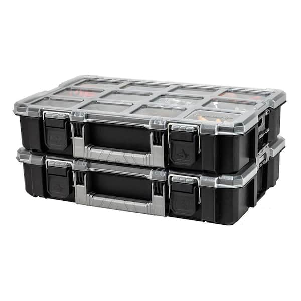 Husky - 10-Compartment Interlocking Small Parts Organizer in Black
