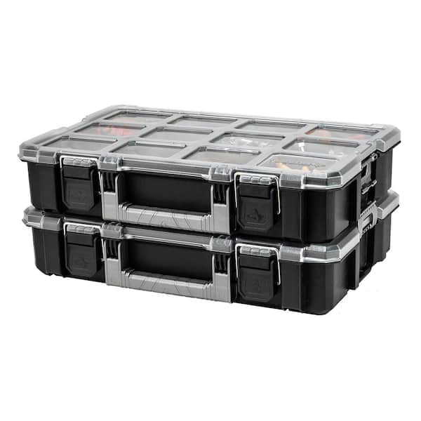 Husky 10-Compartment Interlocking Small Parts Organizer in Black