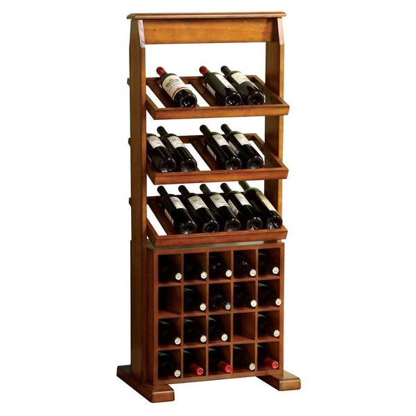 Unbranded Guarda 35-Bottle Antique Oak Floor Wine Rack