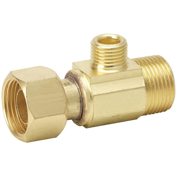 Homewerks Worldwide 1/2 in. OD COMP x 1/2 in. OD COMP x 3/8 in. OD COMP Brass Extender Tee Valve