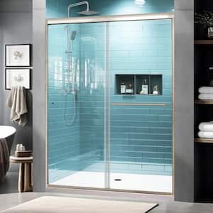 50 in. to 54 in. W x 72 in. H Sliding Semi-Frameless Traditional Shower Door in Brushed Nickel 1/4 in. (6mm) Clear Glass
