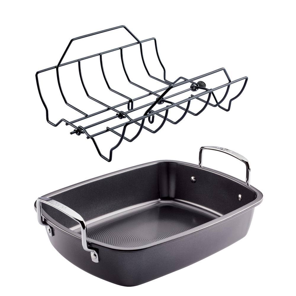 Total 11 qt. in Black, Steel, Roasting Pan with Rack - thumbnail 7