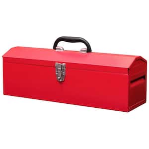19.1 in. L x 6.1 in. W x 6.5 in. H, Hip Roof Style Portable Steel Tool Box with Metal Latch Closure