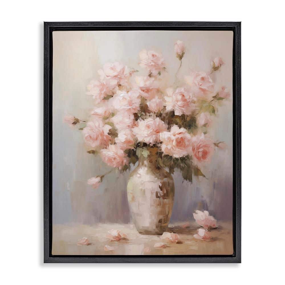 Dainty Pink Rose Vase by Arlington Prints Black Floater Frame Nature Graphic Art Print 31 in. x 25 in. price history on PriceWatchPro