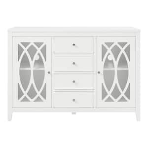 Cliffmore White Glass Door Buffet with Elliptical Pattern