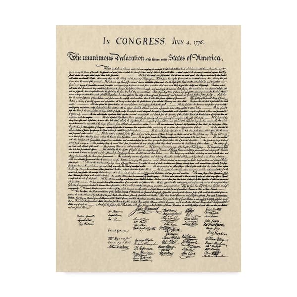 Trademark Fine Art Founding Fathers 'Declaration of Independence' Canvas Unframed Photography Wall Art 14 in. x 19 in
