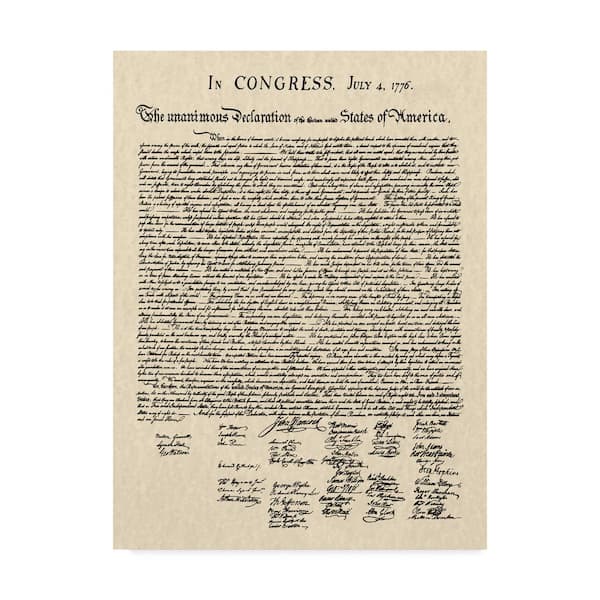 Trademark Fine Art Founding Fathers 'Declaration of Independence' Canvas Unframed Photography Wall Art 35 in. x 47 in