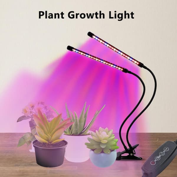 Mr. Garden 4.7 in. x 7 in. 20-Watt Plant Light Stainless Steel Planter Kit Full Spectrum Grow Light Color Changing Light (2-Heads)