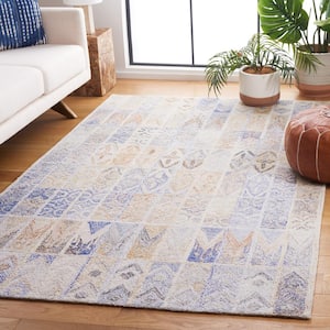 Abstract Blue/Rust 6 ft. x 6 ft. Geometric Bohemian Square Area Rug