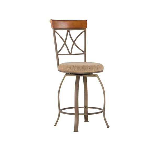Masson 24 in. Cherry/Pewter/Bronze Swivel Counter Stool