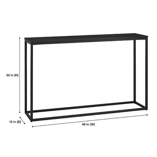 Donnelly Black Console Table with Black Wood Top 48 in. W