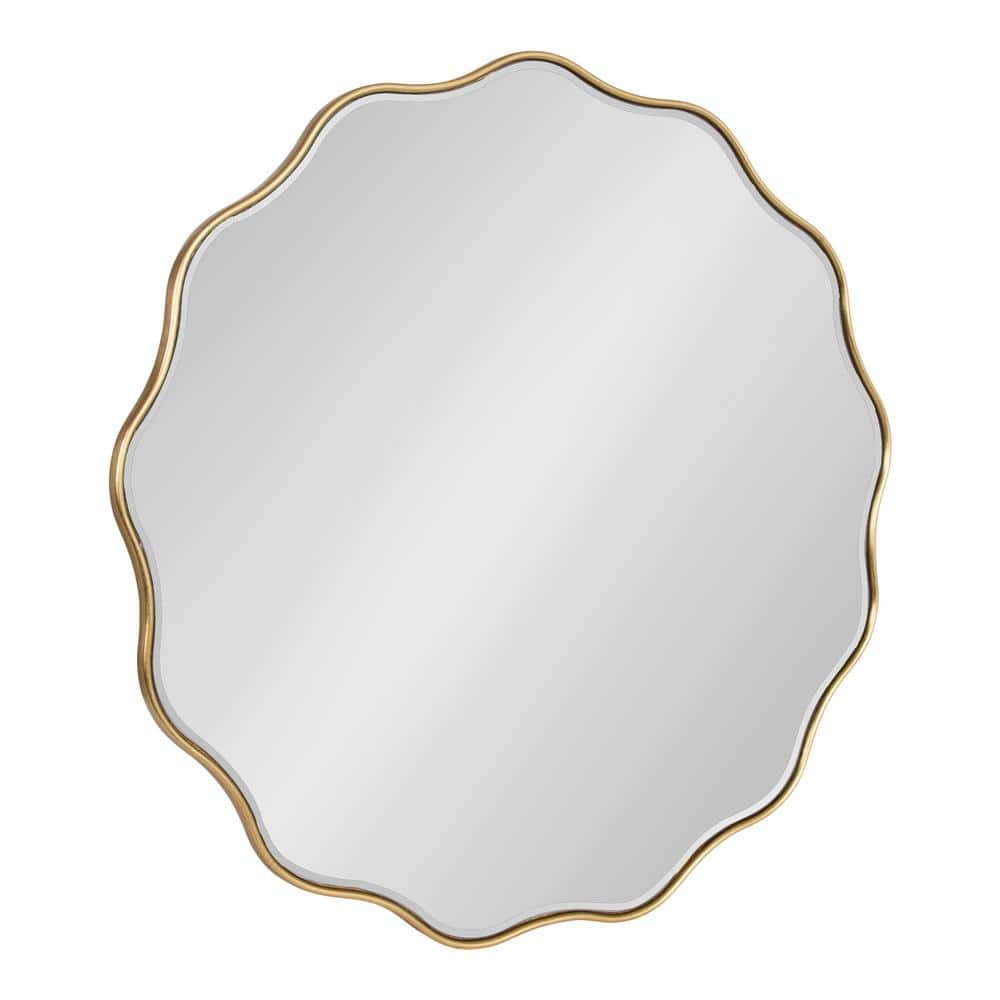 Kate & Laurel All Things Decor 32"x32" Viona Round Scalloped Mirror Gold: Luxury Glam Decor, No Assembly, Espejo