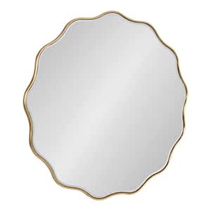 Viona 32.00 in. W x 32.00 in. H Gold Scalloped Modern Framed Decorative Wall Mirror