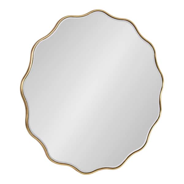 Viona 32.00 in. W x 32.00 in. H Gold Scalloped Modern Framed Decorative Wall Mirror