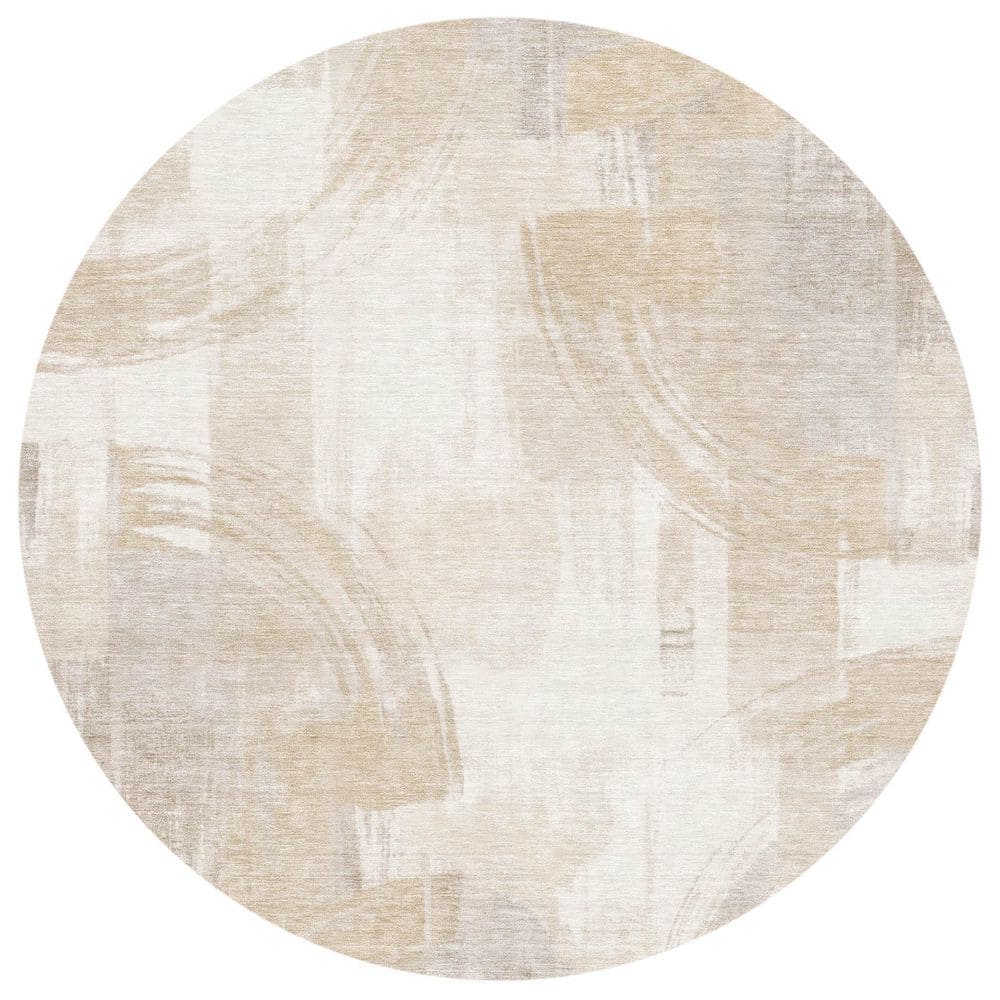 Chantille Machine Washable Indoor/Outdoor Abstract ACN2948 Ivory 8 ft. x 8 ft. Round Rug price history on PriceWatchPro