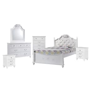 Annie 6-Piece White Full Platform Bedroom Set