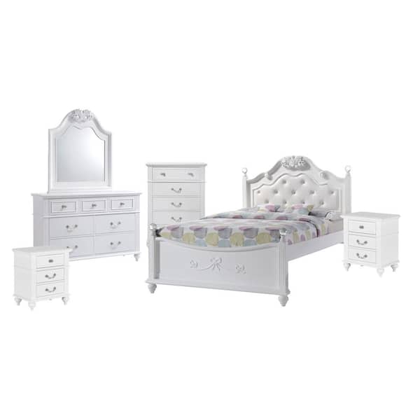 Picket House Furnishings Annie 6-Piece White Full Platform Bedroom Set