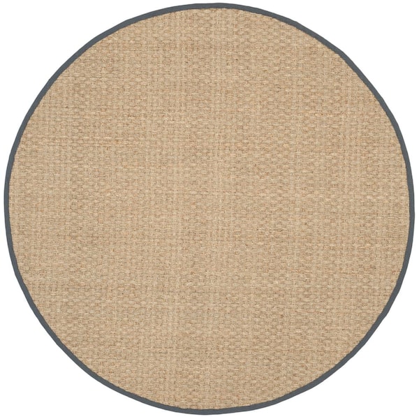 SAFAVIEH Natural Fiber Beige/Dark Gray 10 ft. x 10 ft. Border Woven Round Area Rug