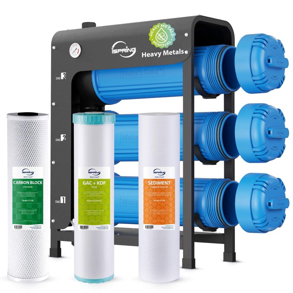 Heavy Metals Whole House Water Filter System, Horizontal Housings & Drain Valve, Reduces Chlorine, Lead, H2S, Chloramine price history on PriceWatchPro