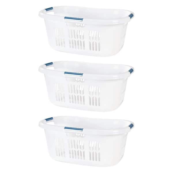Rubbermaid 2.1-Bushel White Small Hip-Hugger Plastic Laundry Basket (3-Pack)