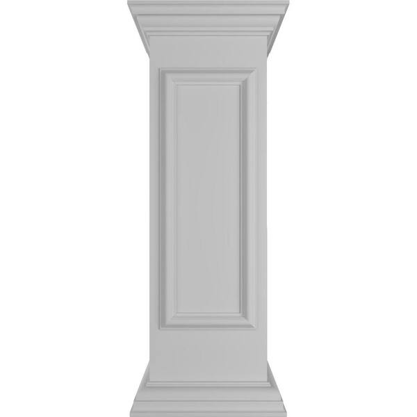 Ekena Millwork Straight 40 in. x 12 in. White Box Newel Post with Panel, Flat Capital and Base Trim (Installation Kit Included)