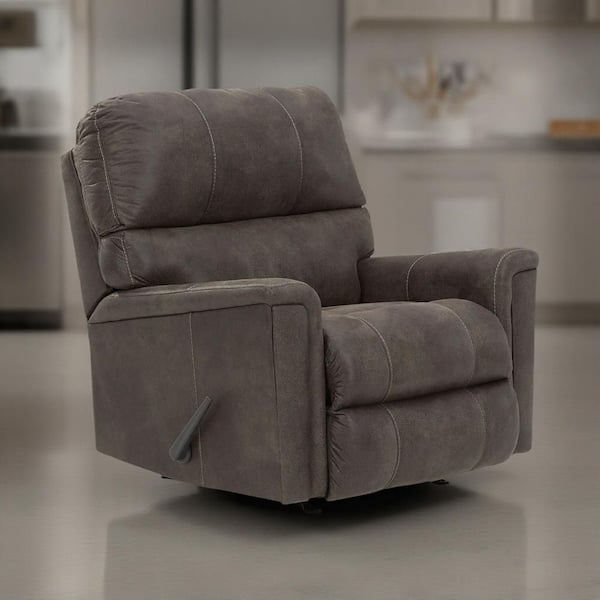 Nav Smoke Gray Faux Leather Rocker Recliner Chair