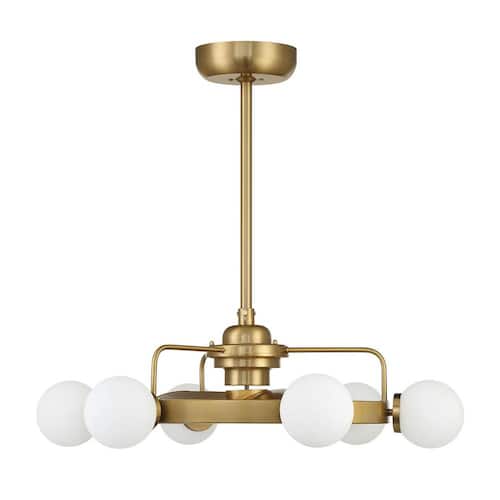 Gibson 30 in. W Indoor Warm Brass Integrated LED Ceiling Fan D´Lier with Opal Glass Shade and Remote Control Included Savoy House Ceiling Fans With Lights